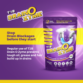 T1B Drain O Zyme Drain Cleaner Powder - Enzyme Based - Removes Odour, Clogs & Blockages from Kitchen, Bathroom & Commercial Drains, Safe For All Pipes - 250 gm