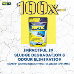 T1B Septic Tank Cleaner | 100X Powerful Microbes Rapidly Degrades Kitchen, Bathroom & Toilet Waste | Eliminates Odour at Source | Pack of 1 (250 gram)