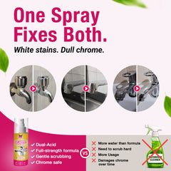 T1B Powerful Tap & Shower Cleaner Spray | Limescale & Hard Water Stain Remover | Plant-Based Bathroom Cleaner for Taps, Basins, Tiles, Mirrors - Chrome Safe | Home & Commercial Use - 150ml