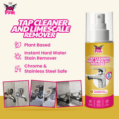 T1B Powerful Tap & Shower Cleaner Spray | Limescale & Hard Water Stain Remover | Plant-Based Bathroom Cleaner for Taps, Basins, Tiles, Mirrors - Chrome Safe | Home & Commercial Use - 150ml