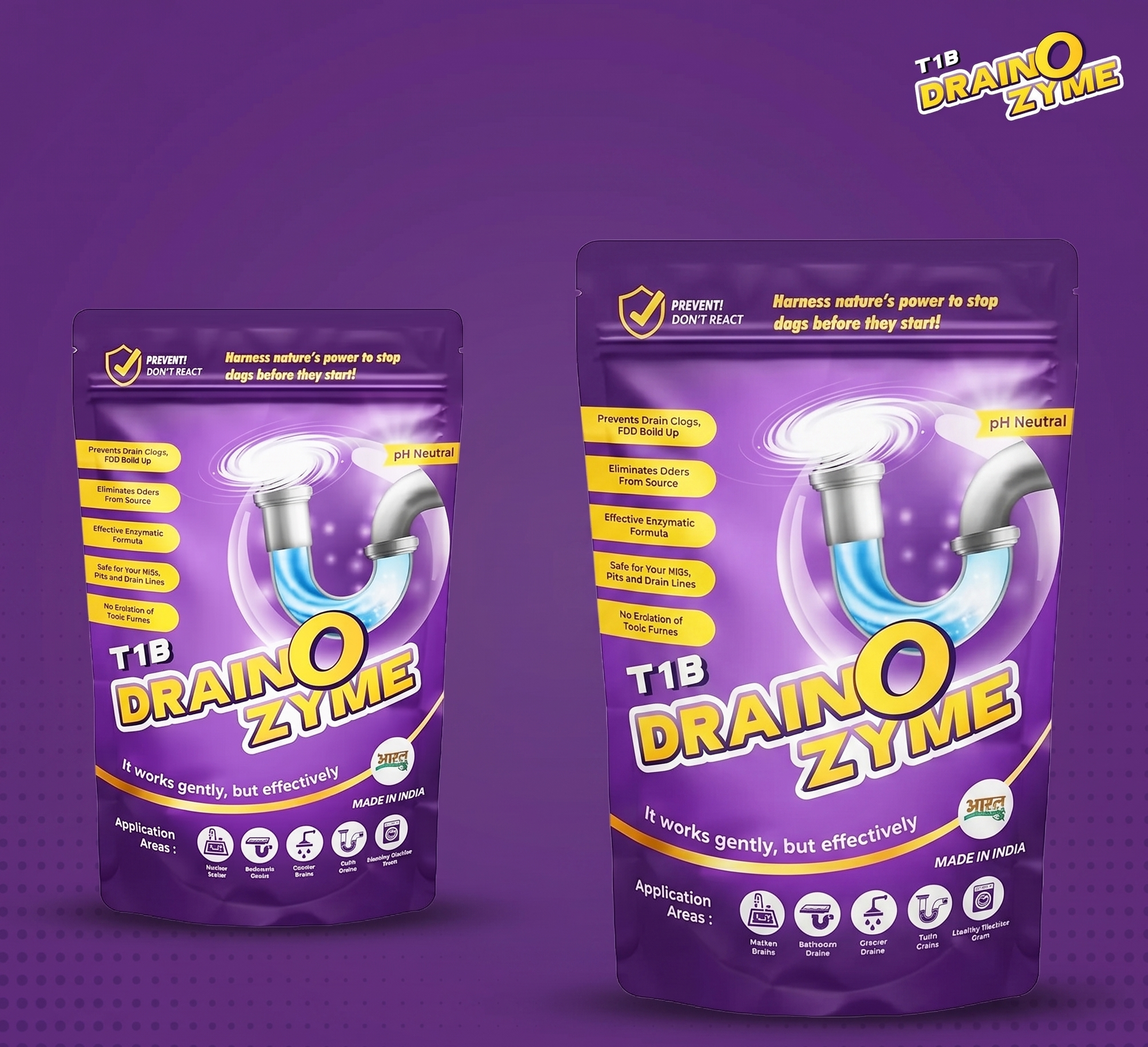 T1B Septic Cleaner & Drain O Zyme Combo Pack | Eliminates Odor, Prevents Clogs Powder Drain Opener  (500 g, Pack of 2)