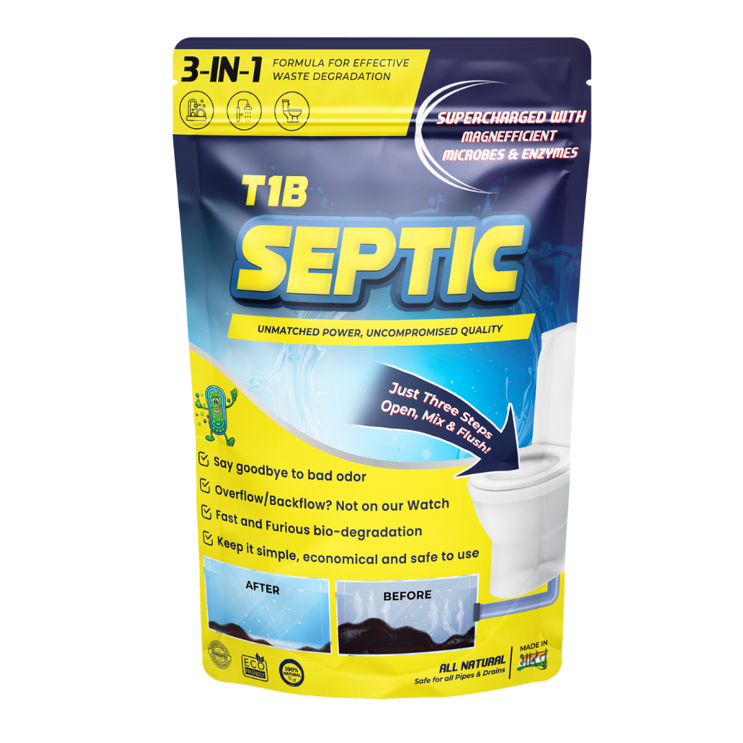 T1B Septic Tank Cleaner | 3-In-1 Formula Degrades Kitchen, Bathroom & Toilet Waste | Pack of 1 (250 gram)