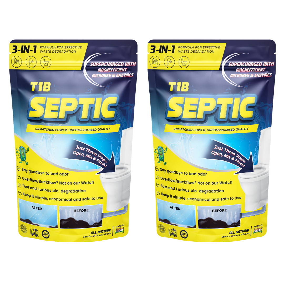 T1B Septic Tank Cleaner | 3-In-1 Formula Degrades Kitchen, Bathroom & Toilet Waste | Pack of 2 (500 gram)