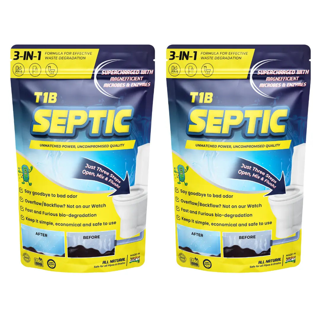 T1B Septic Tank Cleaner |100X Powerful Microbes Rapidly Degrades Kitchen, Bathroom & Toilet Waste | Eliminates Odour at Source(250g/Packet)