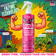 T1B Angry Pink | Enzyme Based Powerful Multifunctional Cleaner - 400ml | Suitable for Stoves, Chimneys, Washroom & Bathroom, Home Appliances & Glass | Kitchen Cleaning Spray Removes Grease & Grime