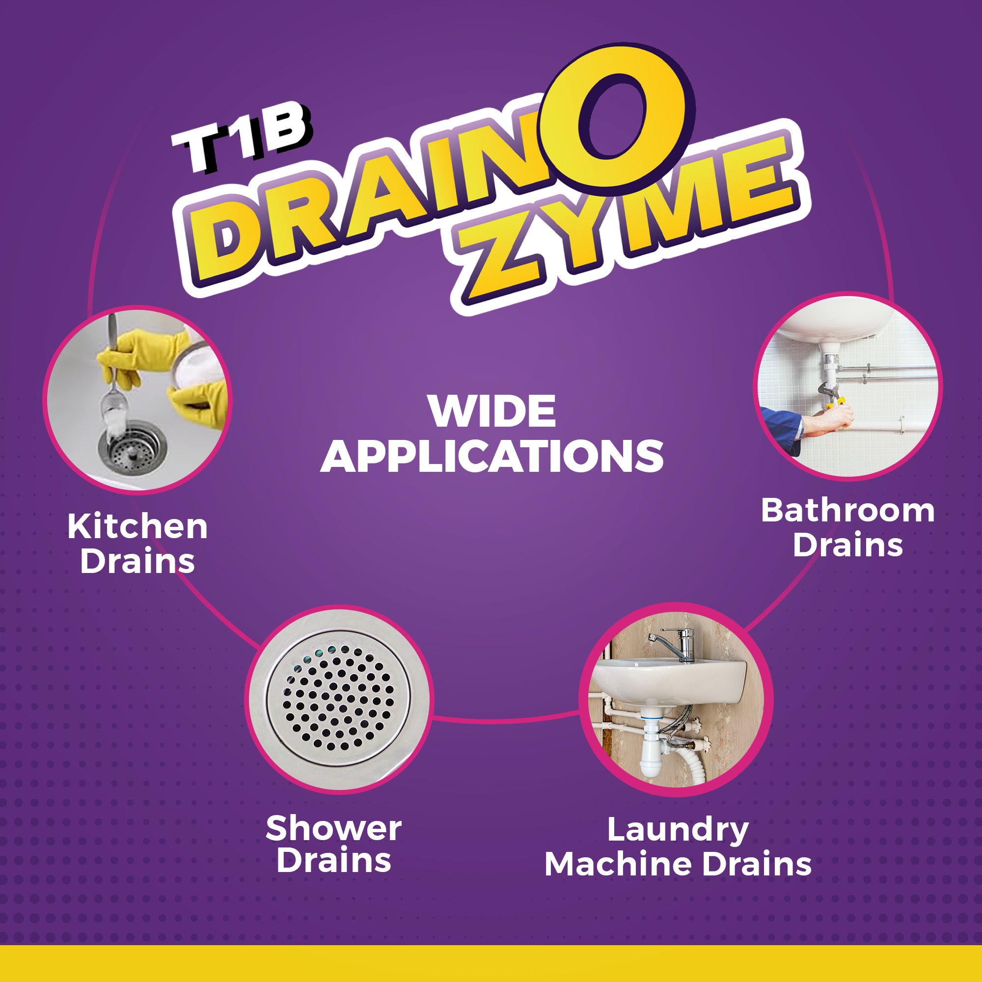 T1B Drain O Zyme Drain Cleaner Powder - Enzyme Based - Removes Odour, Clogs & Blockages from Kitchen, Bathroom & Commercial Drains, Safe For All Pipes - 250 gm