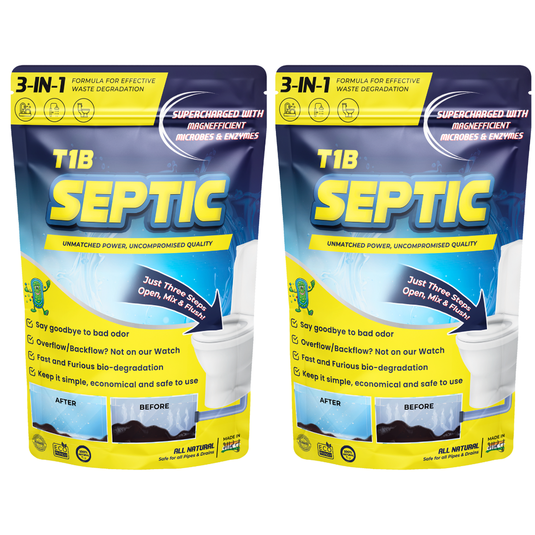 T1B Septic Tank Cleaner | 3-In-1 Formula Degrades Kitchen, Bathroom & Toilet Waste | Pack of 3 (750 gram)