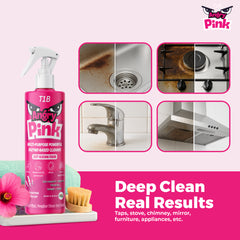 T1B Angry Pink | Enzyme Based Powerful Multifunctional Cleaner - 400ml | Suitable for Stoves, Chimneys, Washroom & Bathroom, Home Appliances & Glass | Kitchen Cleaning Spray Removes Grease & Grime