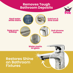 T1B Powerful Tap & Shower Cleaner Spray | Limescale & Hard Water Stain Remover | Plant-Based Bathroom Cleaner for Taps, Basins, Tiles, Mirrors - Chrome Safe | Home & Commercial Use - 150ml